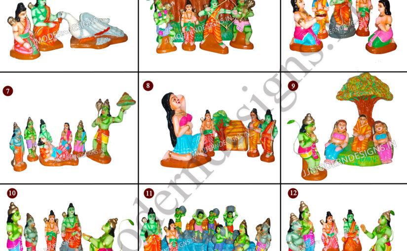 Ramayanam Set 15 Scenes Clay Dolls Only