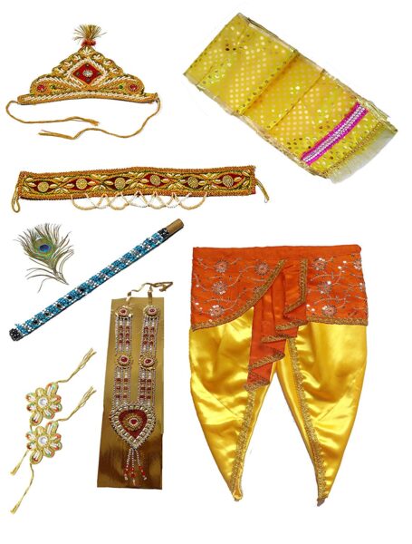 Amazon.com: Krishna Dress for Baby Boy Kids Set of 10 Little Kanha  Janmasthmi Costume for Boys Kids-Size-2 Years-3 Years-Metallic : Clothing,  Shoes & Jewelry