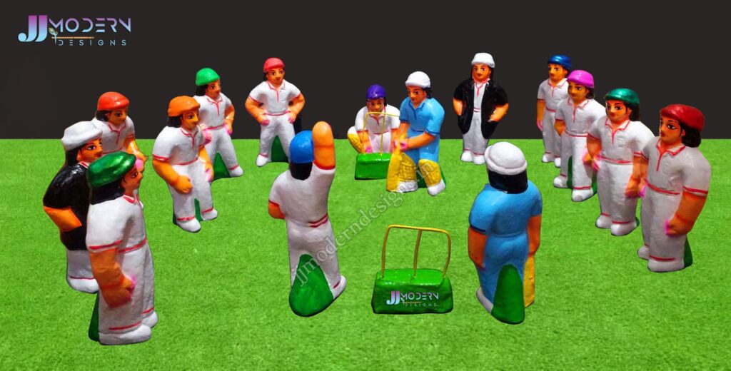 Cricket Set (Clay) Navarathri Golu Dolls Online Shopping JJ Modern