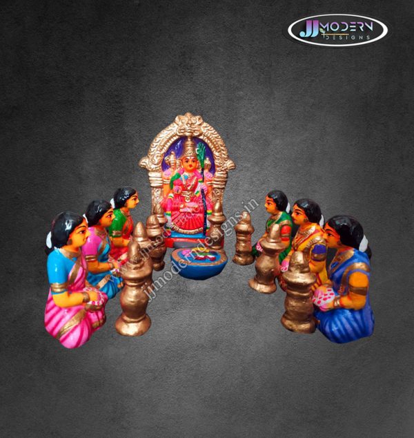 Kamakshi Vilakku Pooja Set (Clay) Navarathri Golu Dolls Online