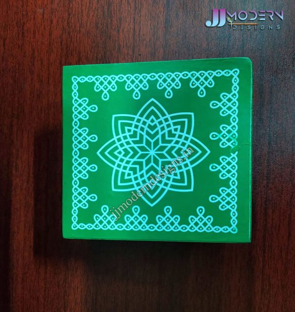 Lotus Rangoli Wooden Stand / Chakram Design Kolam Manai / For Lamps / Deities/ Decoration 5