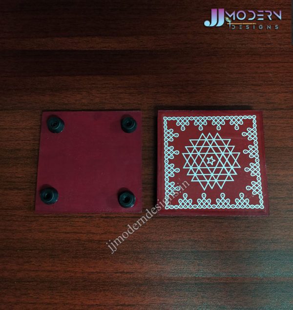 Lotus Rangoli Wooden Stand Pair / Chakram Design Kolam Manai / For Lamps / Deities/ Decoration