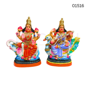 Lakshmi Saraswathi  | 14 inch | Paper Mache	| 01516