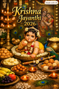 Krishna Jayanthi decoration with handcrafted Krishna doll